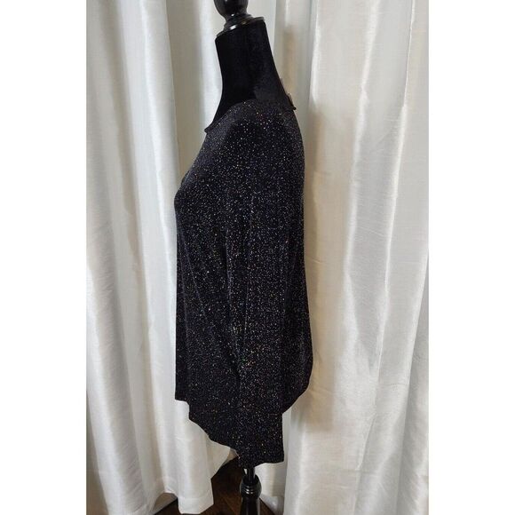 Vintage Impressions of California Black Rainbow Glitter Top Size M Holiday Glam - Picture 8 of 15